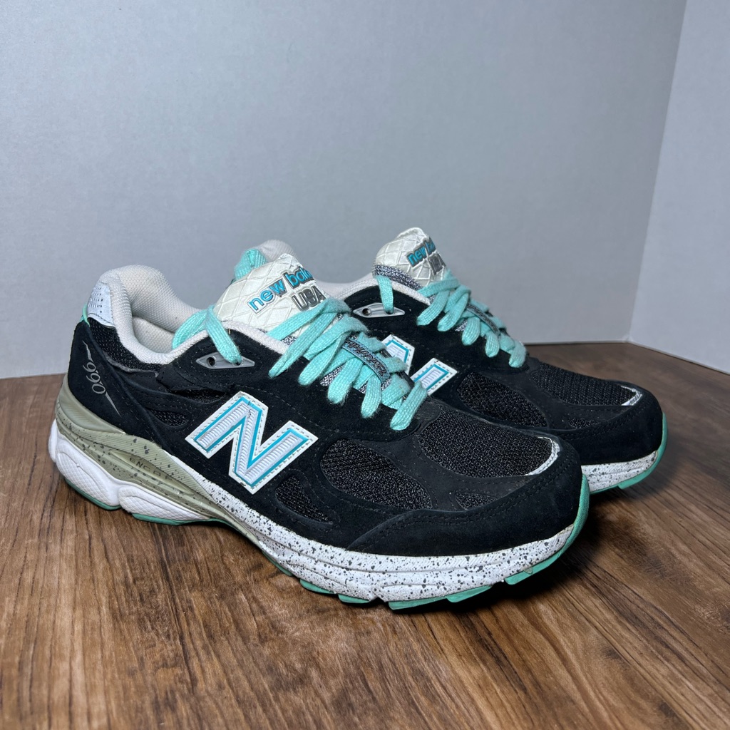 New Balance Heritage W990v3 Womens Black Suede Running Shoes Sneakers Usa 6.5 B